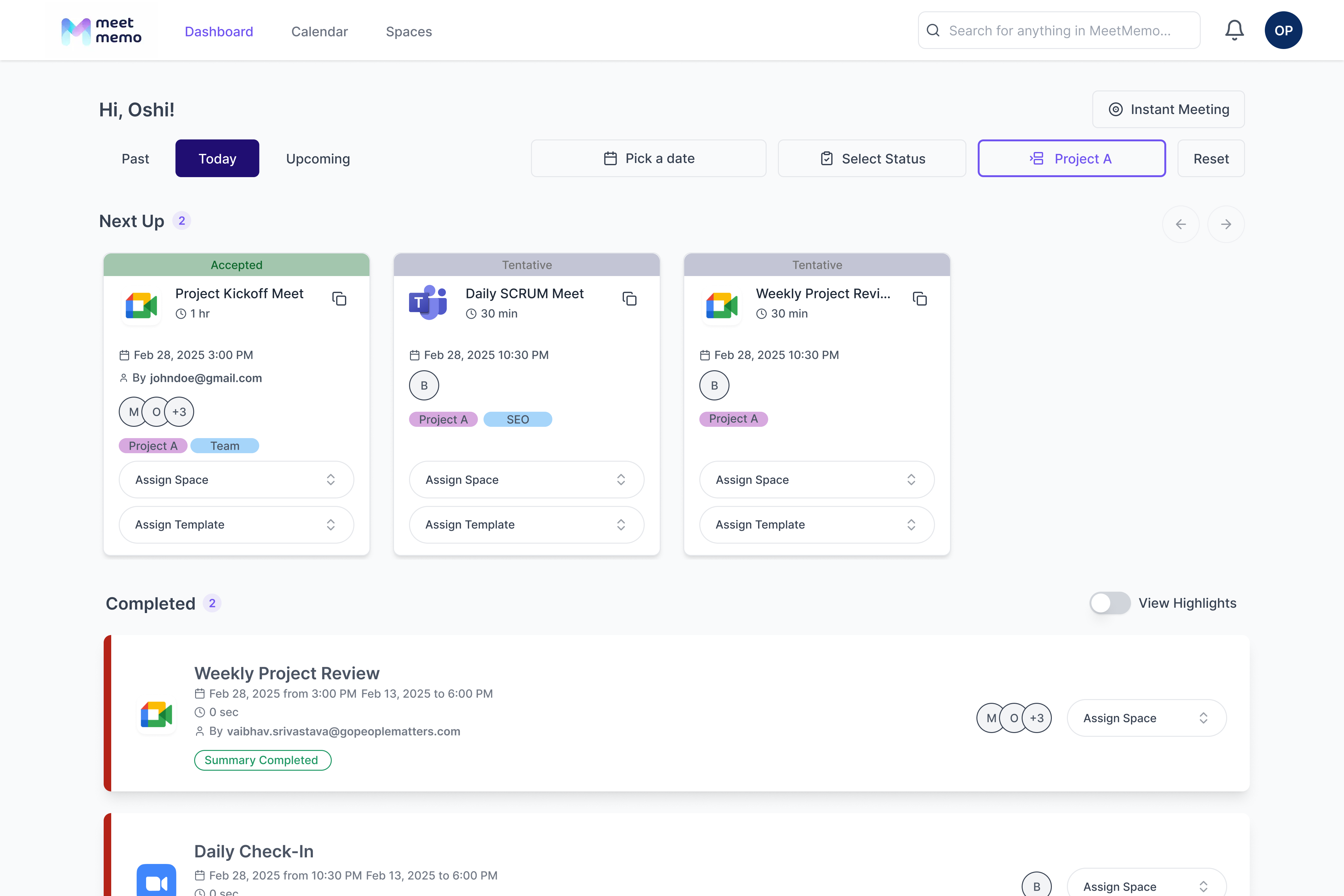 MeetMemo Homepage
